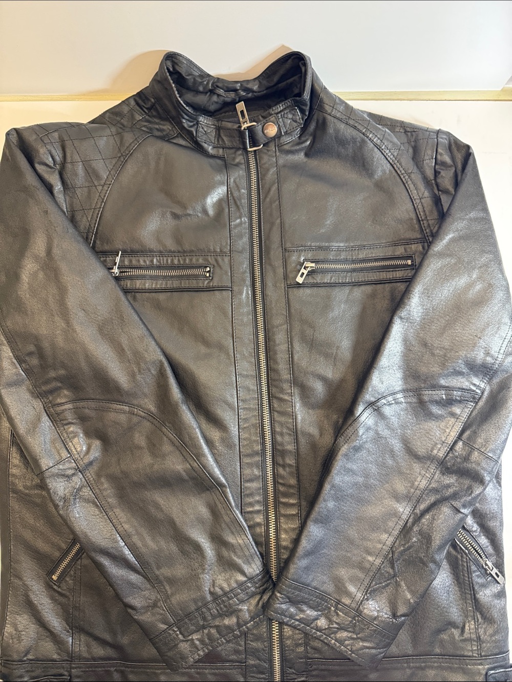 Men's vintage black leather jacket
